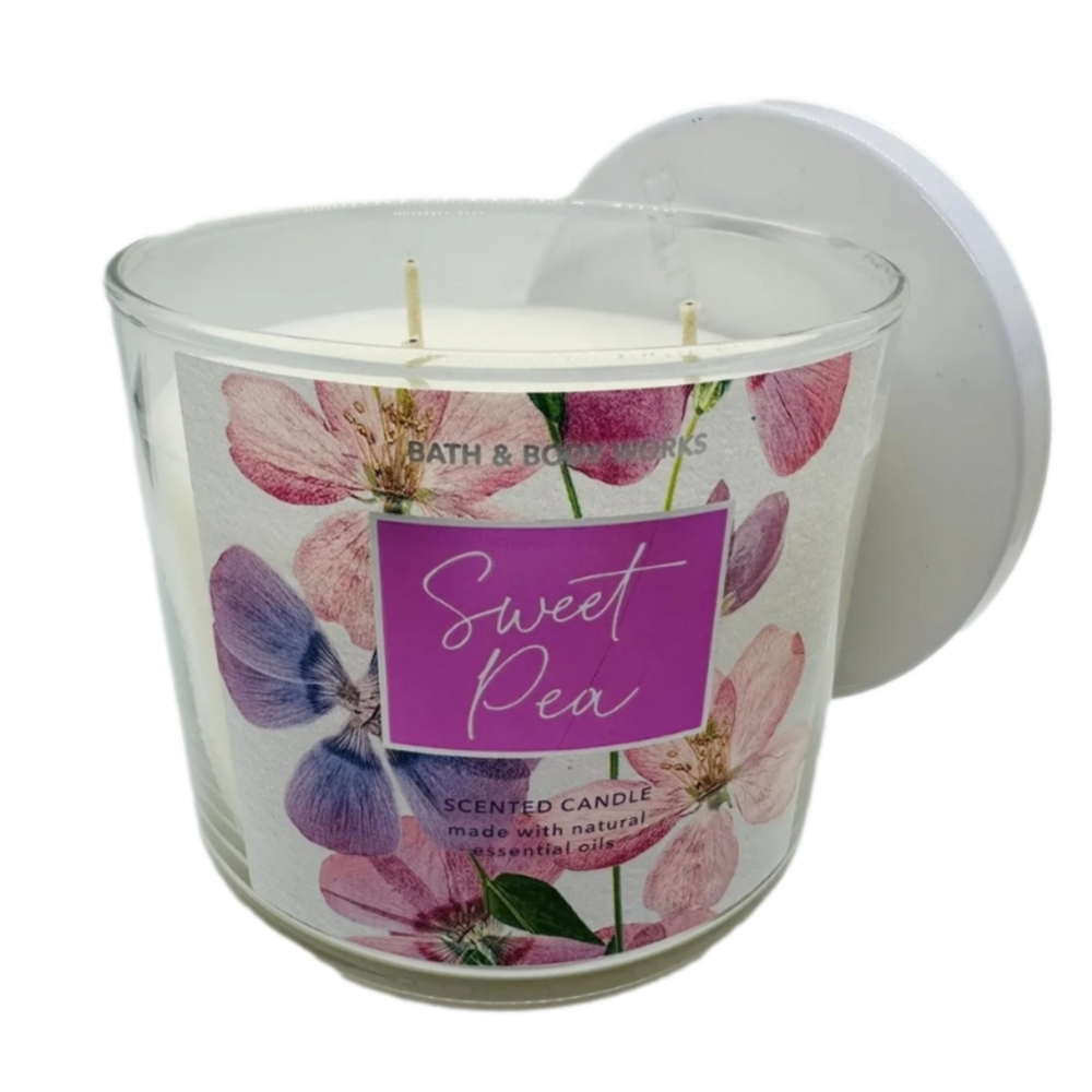 Bath & Body Works Sweet Pea 3-Wick Candle - Picture 2 of 3